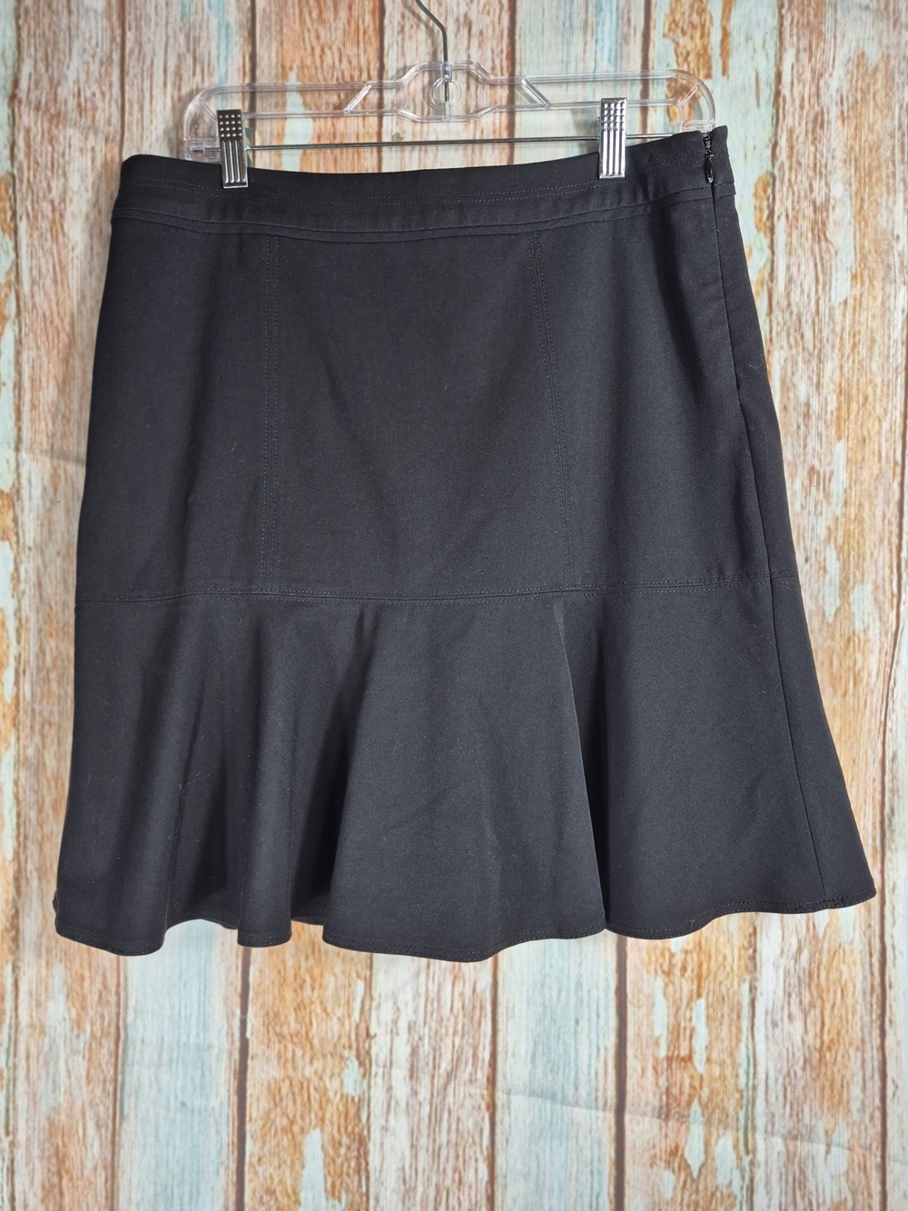 White House Black Market Black A-Line Flounce Skirt Size 8